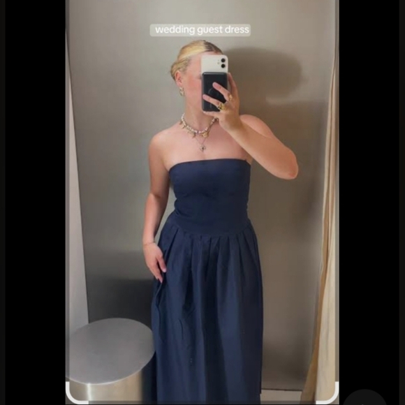 Zara Strapless Poplin Dress - Picture 6 of 7